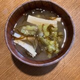 白菜＊もずく＊エリンギの味噌汁